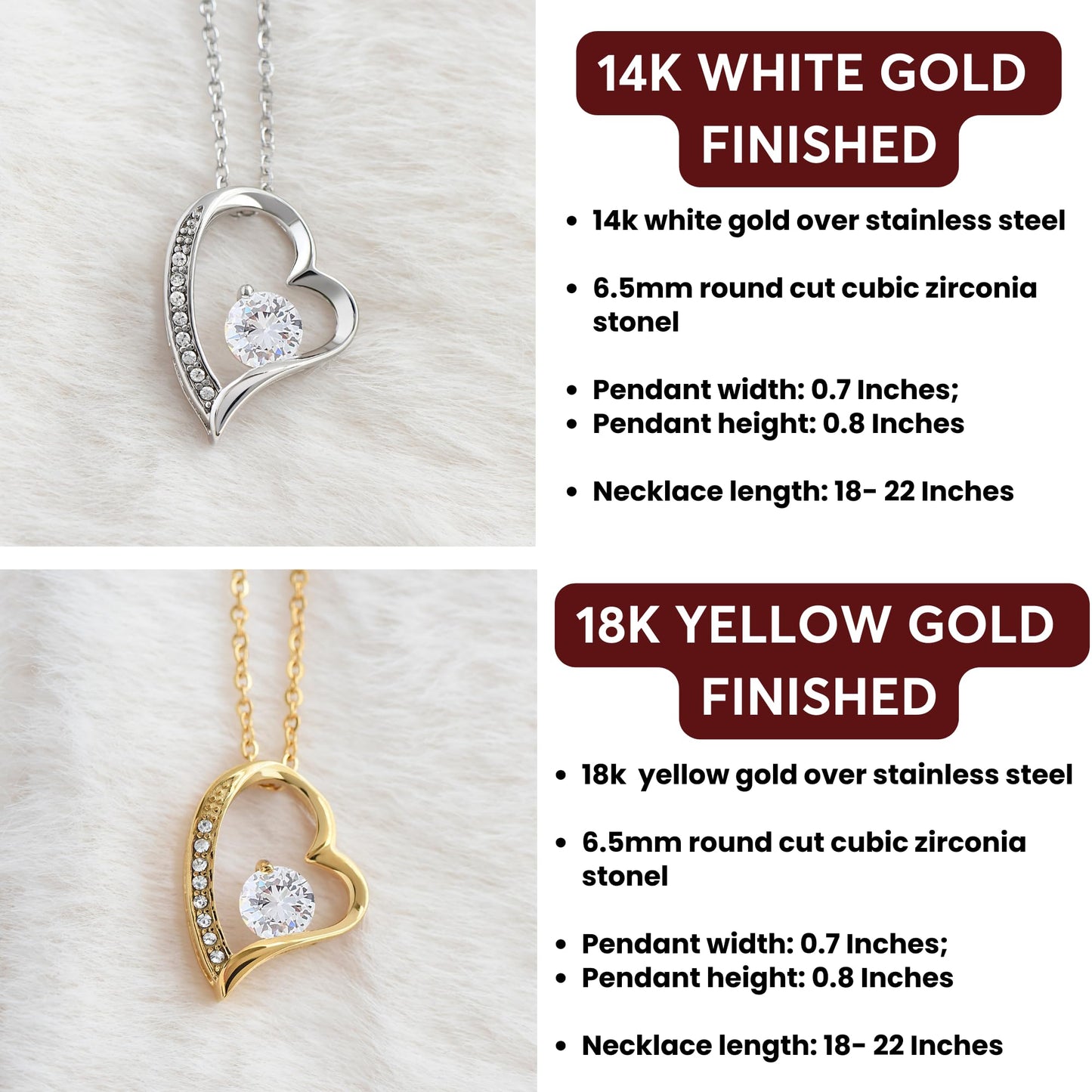 Momavo Jewelry Daughter Gift: Father to Daughter Christmas Birthday Gift, Forever Love Necklace (Luxury Box w/ LED LIGHT, 14k White Gold Finish)