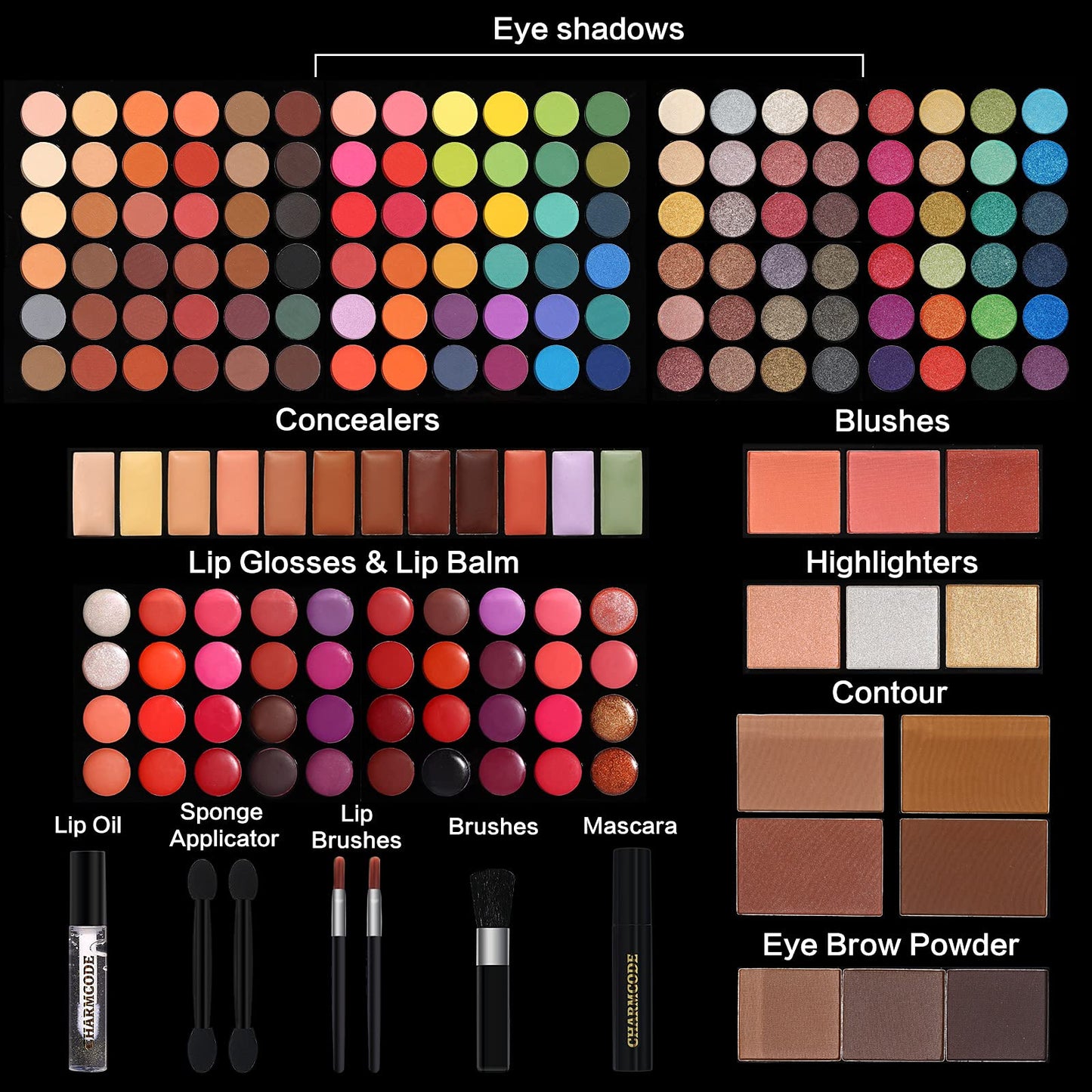 Professional All in One Makeup Kit for Women Full Kit,186 Colors Make Up Palette Valentine Gift Set, Including Eyeshadow,Lip Gloss,Concealer,Highlighter,Contour,Brow Powder,Mascara,Blush & Brush