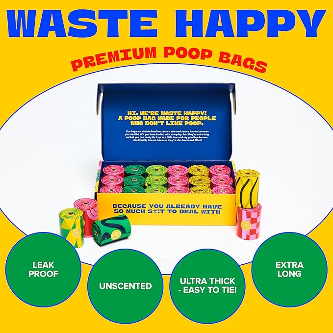 Dog Poop Bags Rolls 270 Count (18 Rolls) - 14" Long, Ultra-Thick, up to 300% Stronger Unscented Poop Dags for Dogs - Leak Proof Pet Waste Bags with 30% Plant-Derived Materials
