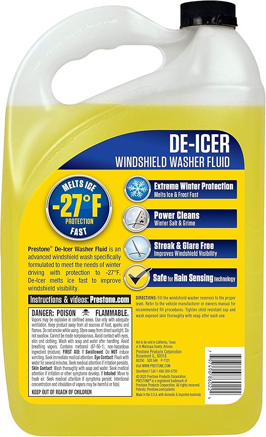 Prestone AS250-6PK De-Icer Windshield Washer Fluid - 1 Gallon, (Pack of 6)