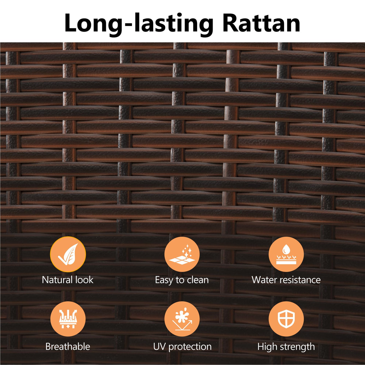 RoyalCraft 5 Piece Patio Wicker Dining Sets for 4, Water-Resistant Rattan Outdoor Dining Table and 4 Chairs with Wood Table Top, Conversation Set for Deck, Garden, Backyard, Removable Cushions, Brown
