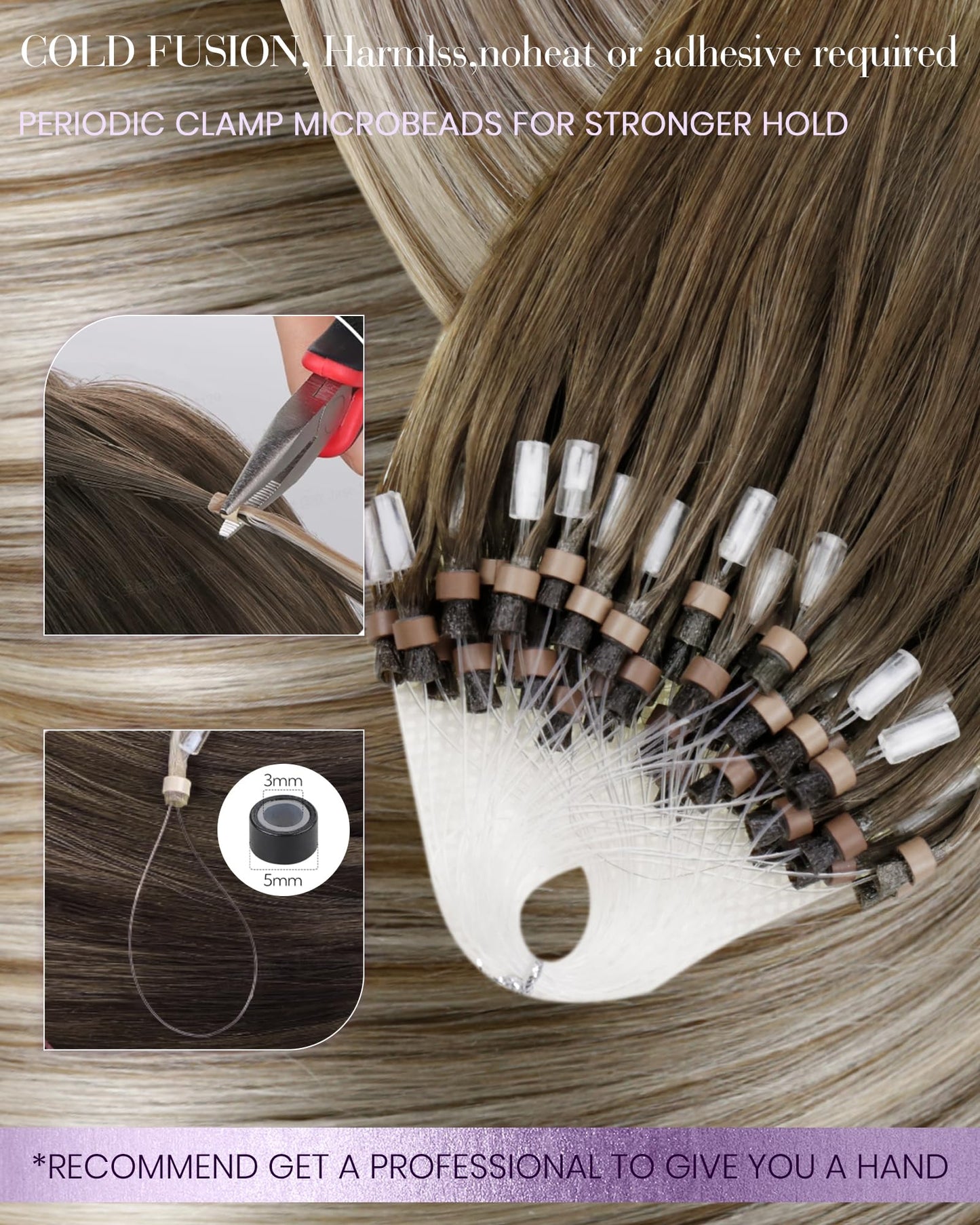 LaaVoo Micro Loop Hair Extensions Real Human Hair Balayage Light Brown Ombre Blonde 24 Inch Microlink Hair Extensions Human Hair