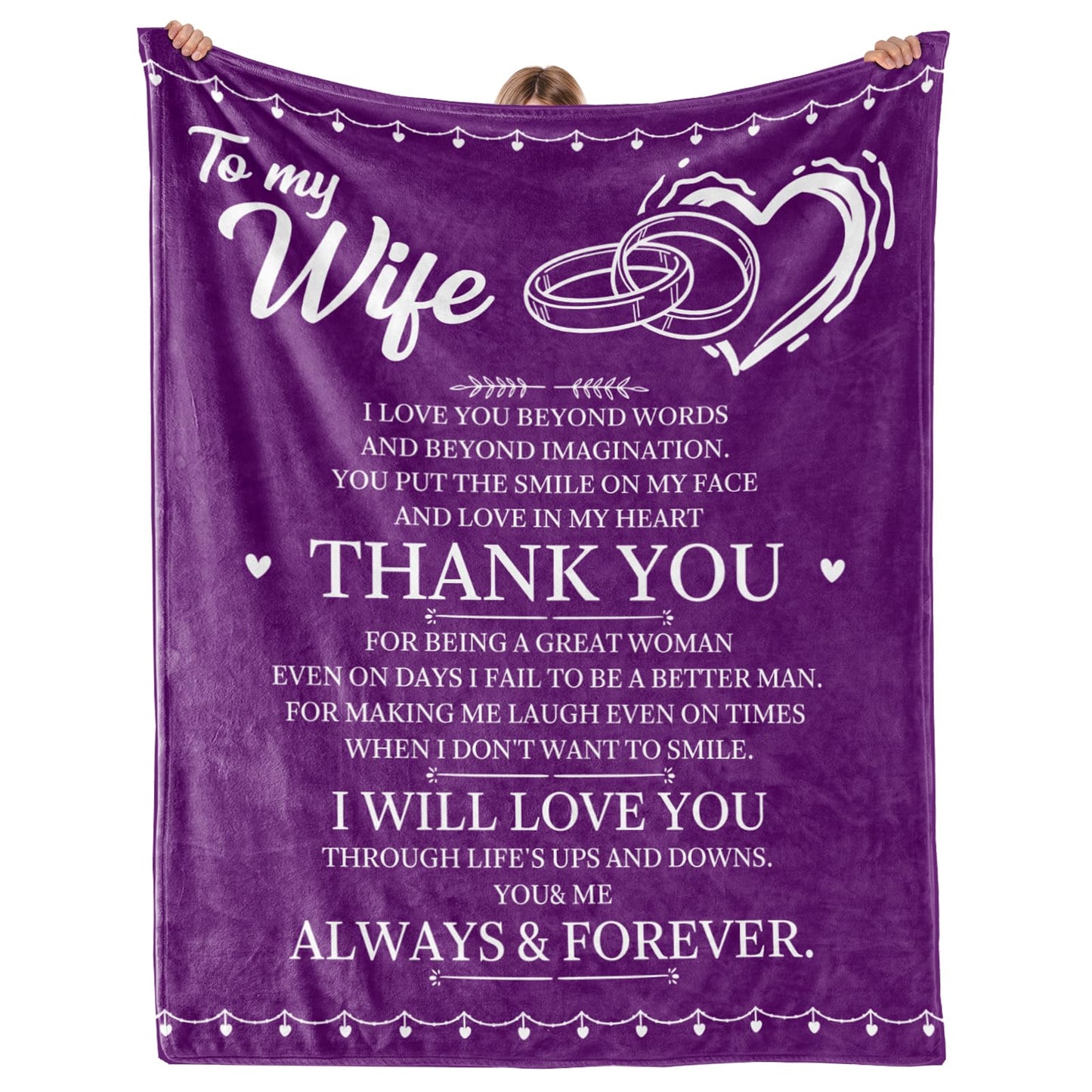 DOCRAGI Anniversary Birthday Gifts for Wife Her Women, Wife Birthday Gift Ideas, to My Wifes Purple Throw Blanket 60"x 50"