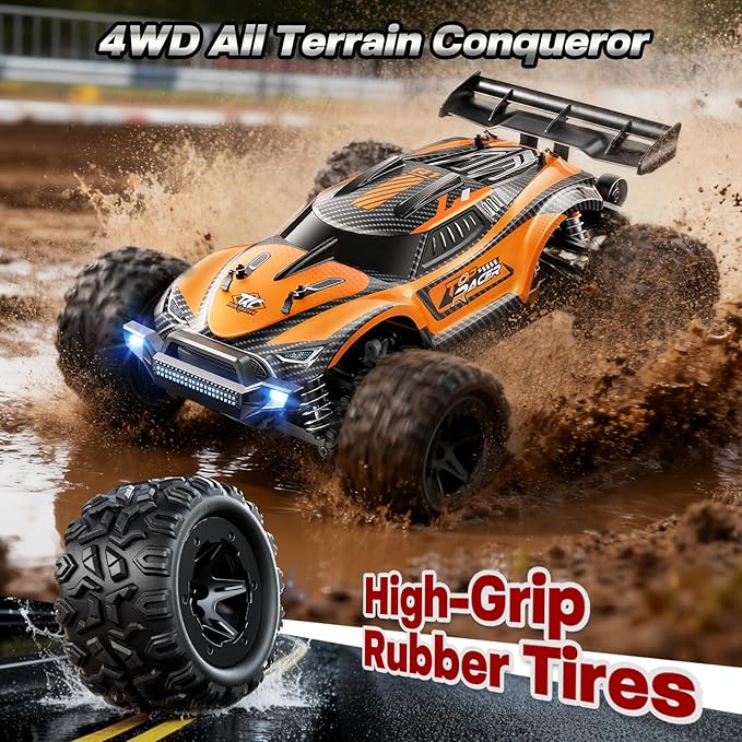 1:18 Fast RC Cars for Adults - 38+ KPH Off Road Remote Control Car - High Speed RC Monster Truck 4x4 All Terrain