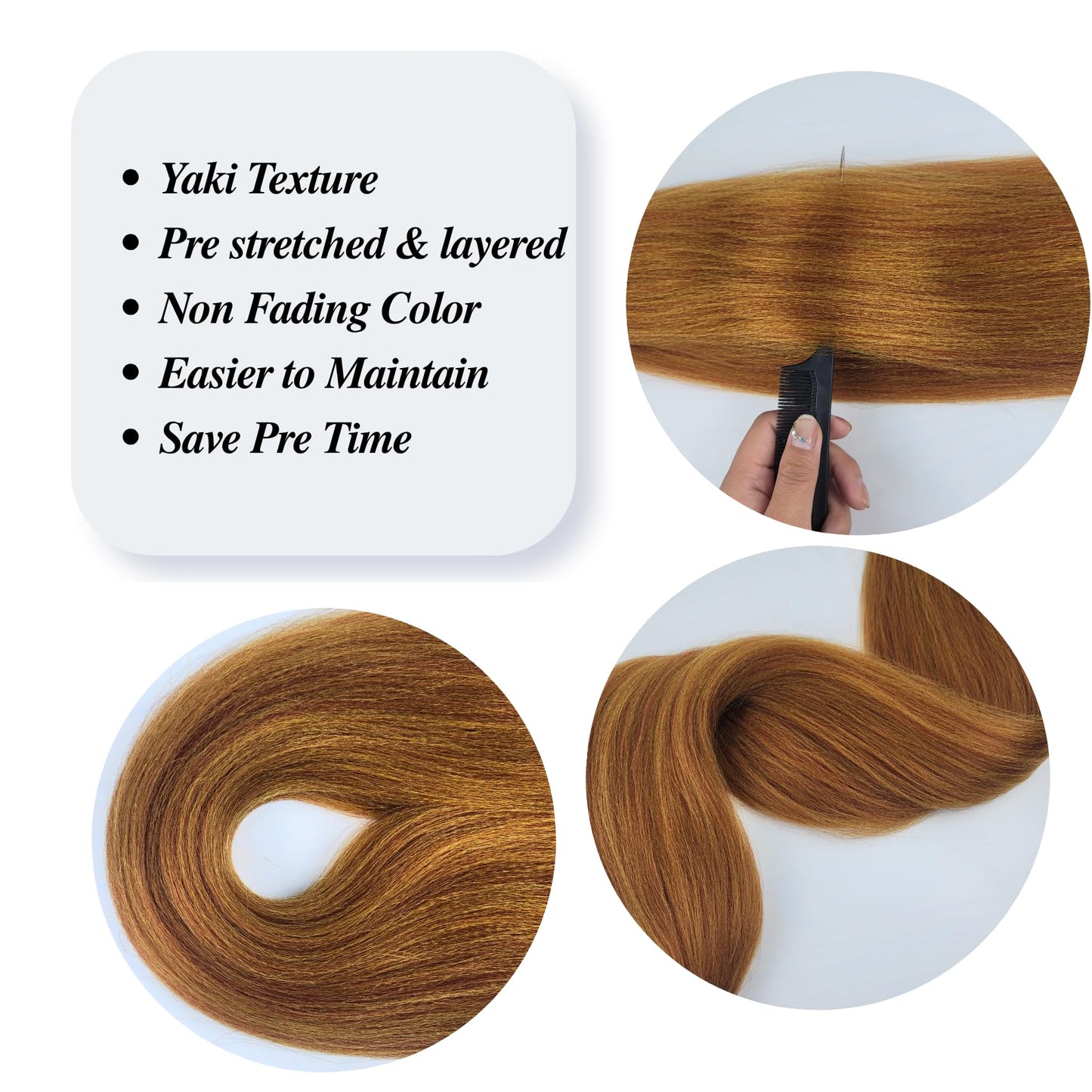Copper Boho Braiding Hair Pre stretched Boho Hair for Braiding Curly Knotless Bohemian Braids(30 inch, Packs of 5)