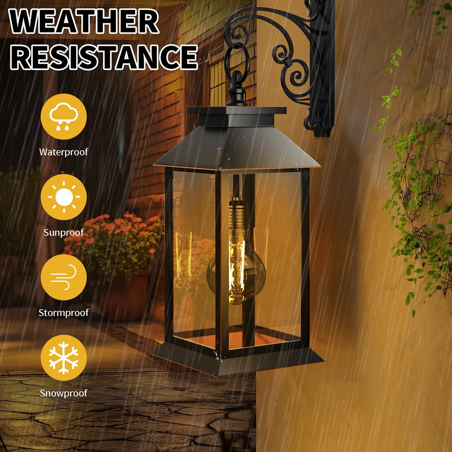 AYTPU 2 Pack Hanging Solar Lanterns Glass Solar Lights Outdoor Waterproof Upgraded Solar and 2 AA Batteries Powered, for Outside Porch, Patio and Indoor Tables, Mantelpiece