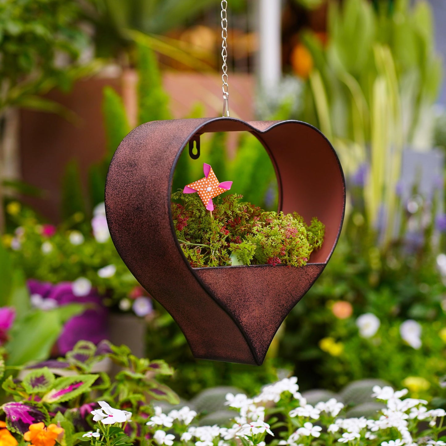 Philodwell Metal Plant Hangers Indoor and Outdoor: Birthday Gifts for Women Mom Wife Father Garden Lovers - Rustic Heart Shape Hanging Planters Perfect for Window Wall Living Room Office Decor