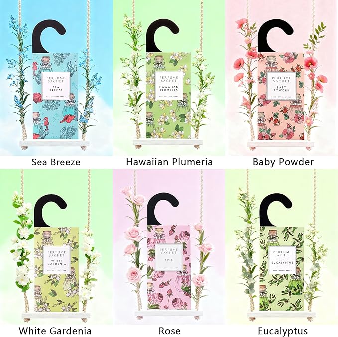ROSE COTTAGE Large 12 Packs Flower Citrus Hanging Closet Air Freshener Scented Sachets Long Lasting Smell Goods
