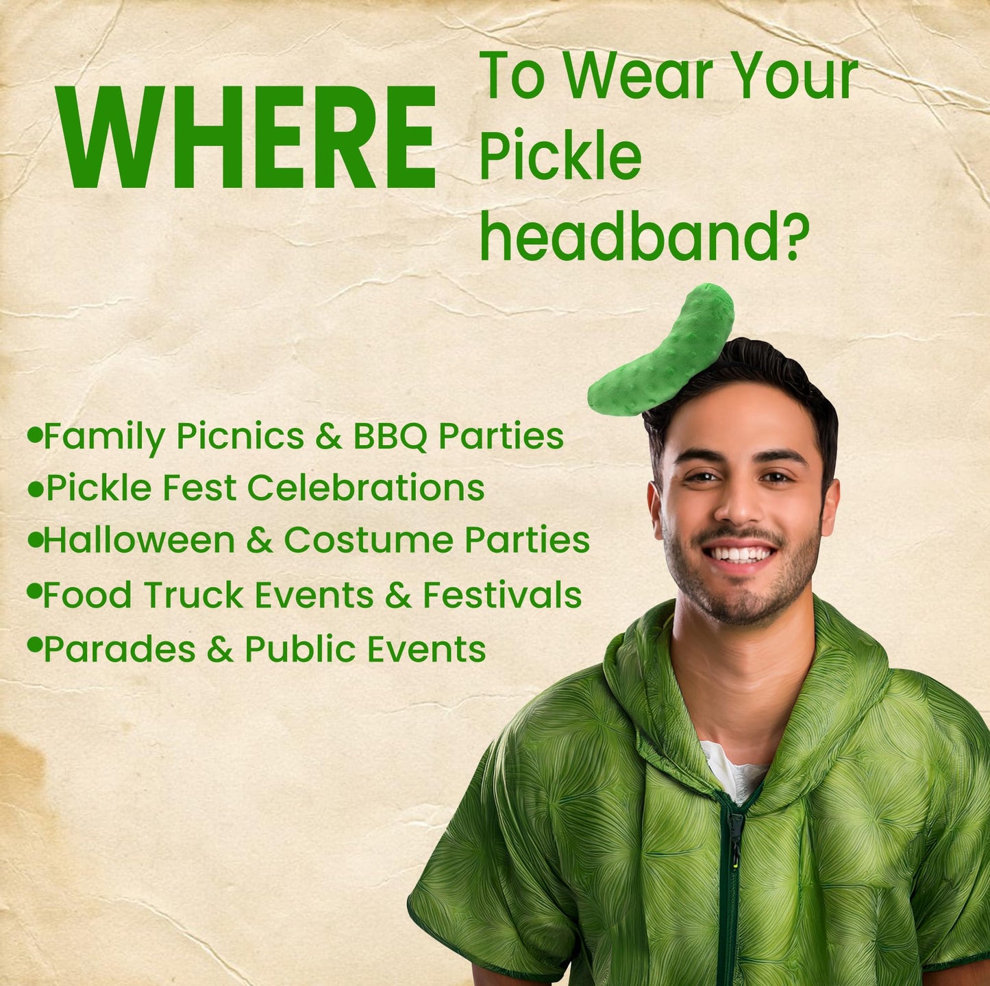 Nicky Bigs Novelties Adult Fun Mini Pickle Hat Cucumber Fruit Headband Novelty Food Hat Vendor Costume