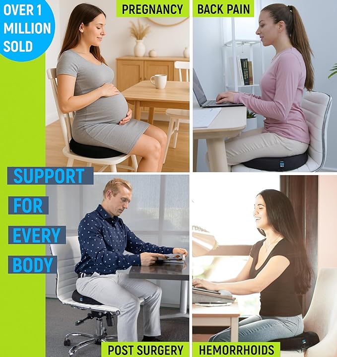 Deluxe Donut Pillow for Tailbone Pain Relief with Machine Washable Water Resistant Cover, Hemorrhoid Pillow for Sitting, Donut Cushion for Bed Sores, Pregnancy, Coccyx, Sciatica, Butt Pillows