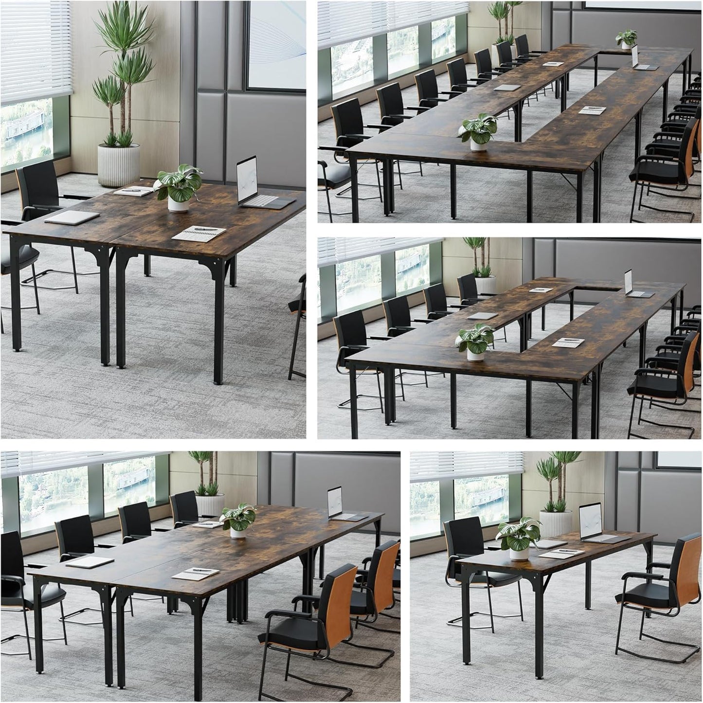LAYIQDC 78.7 Inches Extra Long Desk,6.5ft Office Table with Flexible Configuration,Large Computer Table with Adjustable Footpads,Stable Structure,Standing Desk for 2 Person (Brown)