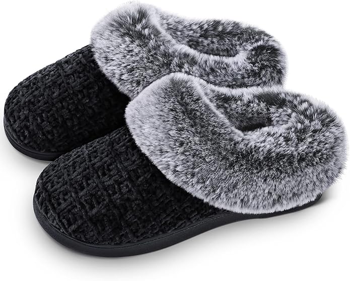 DL Women's Memory Foam Moccasin Slippers Micro Suede with Breathable Faux Fur Lining Slip On House Shoes Micro Indoor & Ou...
