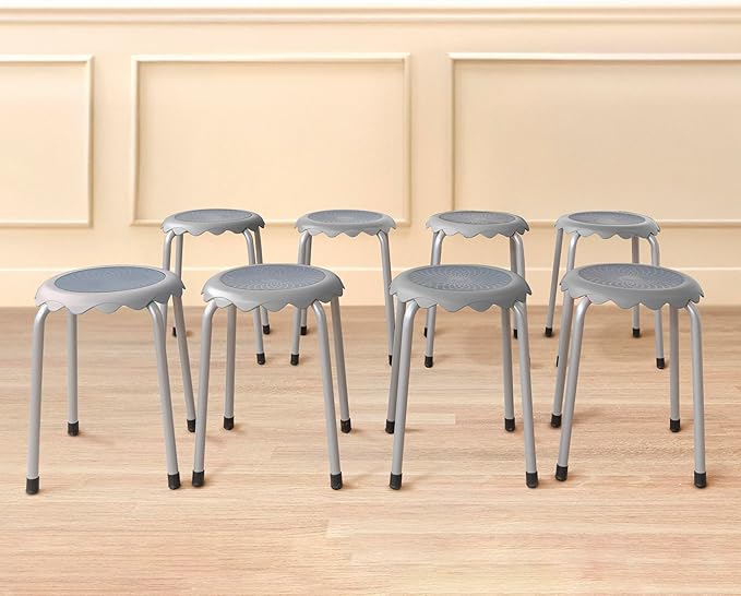Back2School Express Blossom Stackable Stools, Flexible Seating, Grey, 8-Piece