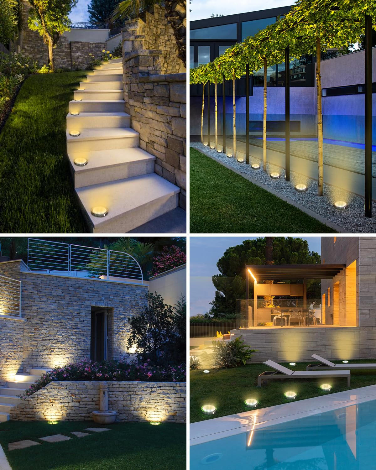 btfarm 12 Pack Solar Lights Outdoor, 8 LED Solar Ground Lights IP65 Waterproof Flat Solar Disc Light, Pathway Lights for Garden Lawn Patio Yard Path Landscape, Warm White
