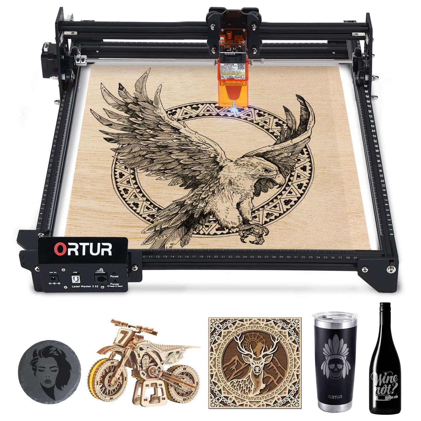 ORTUR Laser Engraver, Laser Master 2 S2 LF, 5500mW Laser Engraving Cutting Machine, 0.17 * 0.25mm Fixed-Focus Laser Cutter