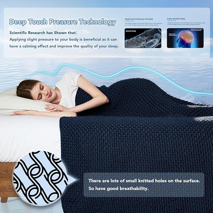 Topcee Knitted Weighted Blanket - 50"x60" 5lbs Cooling Chunky Knit Heavy Blanket for Adults Cable Yarn Knit Decorative No Beads Soft, Cozy and Cooling Weighted Throw Blankets Machine Washable