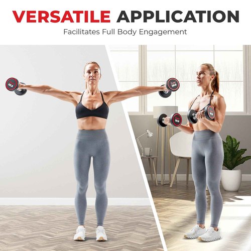 Sunny Health & Fitness Premium Polyurethane Commercial Grade Round Dumbbells with Diamond Knurled Handle, Durable Strength Training Equipment for Home Gym, 10-Pound (Pair) - SF-DB02-10