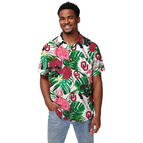 FOCO Oklahoma Sooners NCAA Mens Flamingo Button Up Shirt - XX-Large