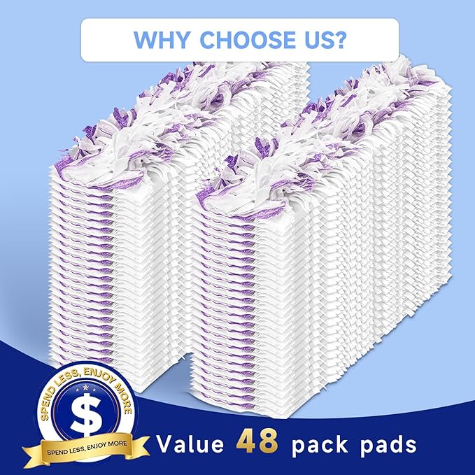 48 Pack Disposable Power Mop Pads Refills for Swiffer Power Mop Pads, 5X Cleaning & Unscented 14-Layer Thickened Multi-Surface Replacement Mopping Refills Pads for Floor Surface Cleaning