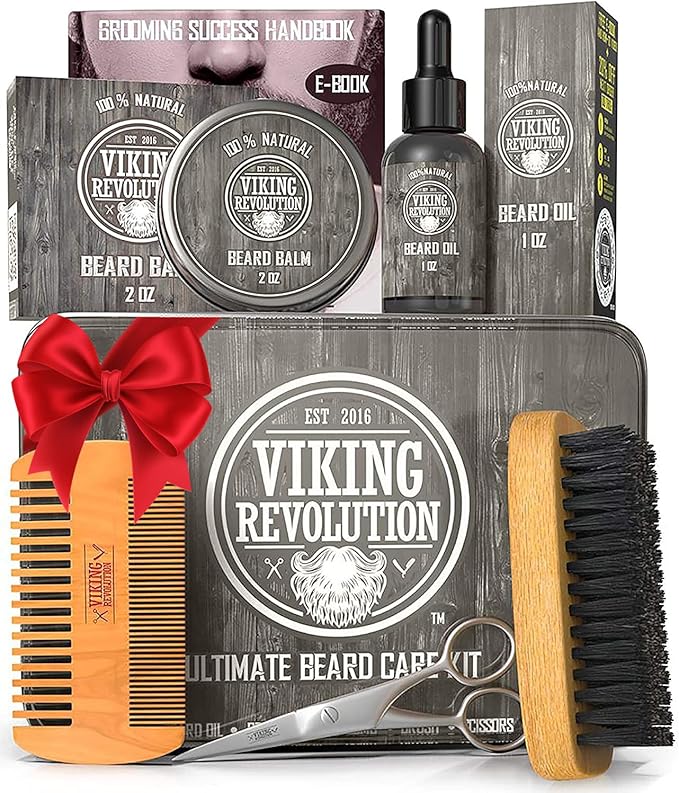 Viking Revolution - Ultimate Beard Kit - Beard Grooming Kit with Beard Brush, Beard Comb, Beard Balm, Beard Oil, Beard & M...