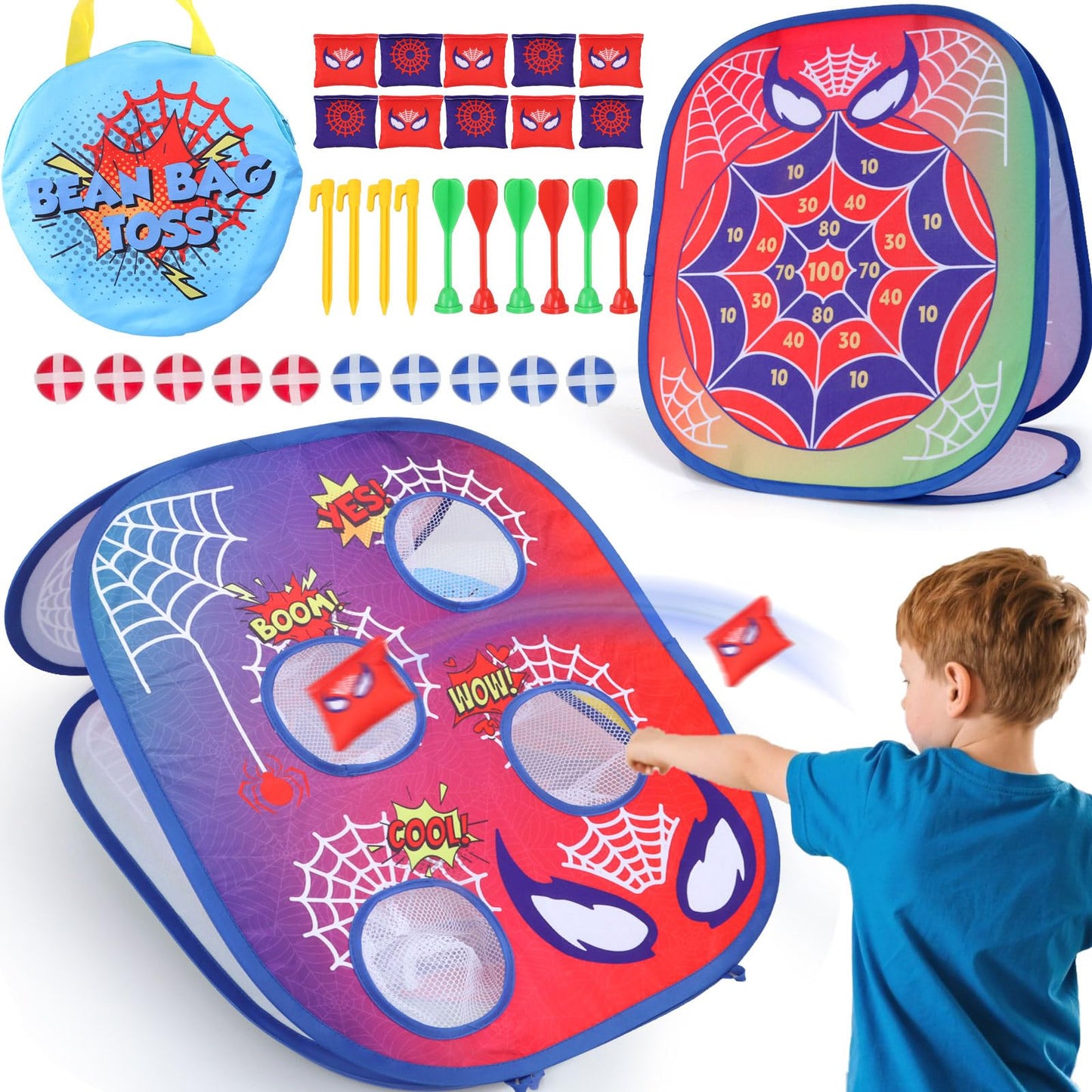 Aooess Bean Bag Toss Game for Kids: Cornhole for Kids, Outdoor Toys for Kids Ages 4-8 Tic Tac Toe Bean Bag Toss Toddler Toys Yard Games, Birthday Gift for Girls 3 4 5 6 7 8 Year Old