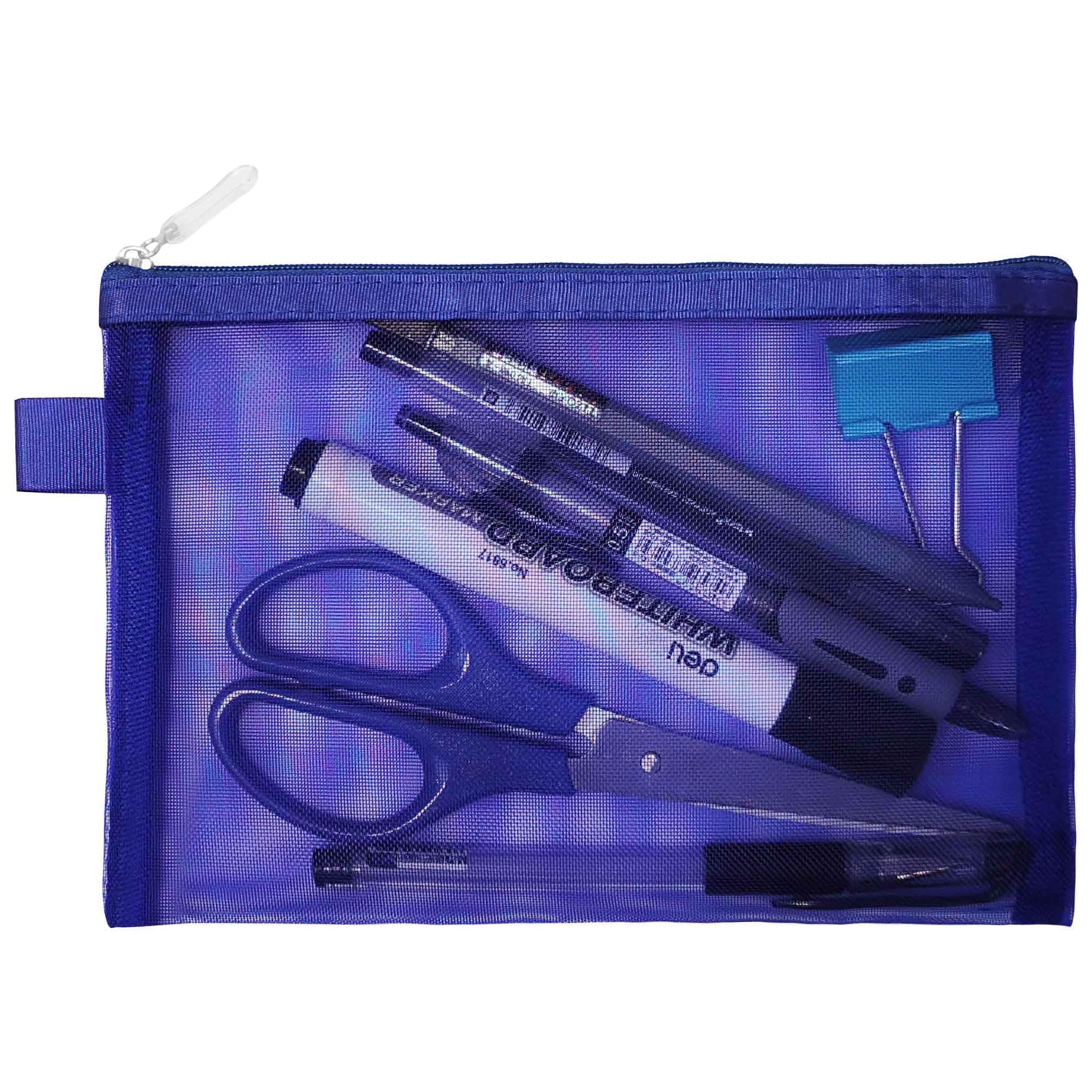 Topfinder Clear Cosmetic Bags Zip Makeup Mesh Bags Pencil Case Pouch Travel Toiletry Kit Set Storage Case ((6A+5A)*3 Dark Blue)