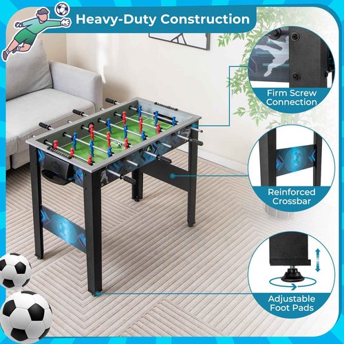 GYMAX Foosball Table, 38" Soccer Game Table Set with 2 Footballs, Mini Foosball Table for Kids Adults Home Game Room Family Night