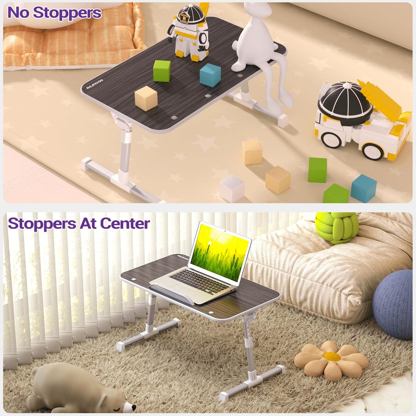Laptop Bed Tray Table, Nearpow (Larger Size) Adjustable Laptop Bed Stand, Portable Standing Table with Foldable Legs, Foldable Lap Tablet Table for Sofa Couch Floor - Large Size