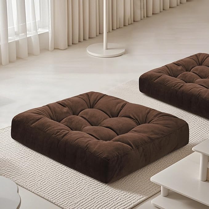 FlyGulls Meditation Floor Pillow 22×22 Inch 2 Pack Large Floor Cushions for Adults Square Tufted Corduroy Floor Pillows for Yoga Living Tatami Room Coffee