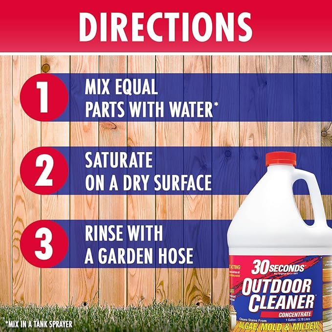 30 SECONDS Outdoor Mold & Mildew Stain Remover | Concentrate | 128 fl. oz. & Outdoor Cleaner 1 Gallon Pump Sprayer Bundle