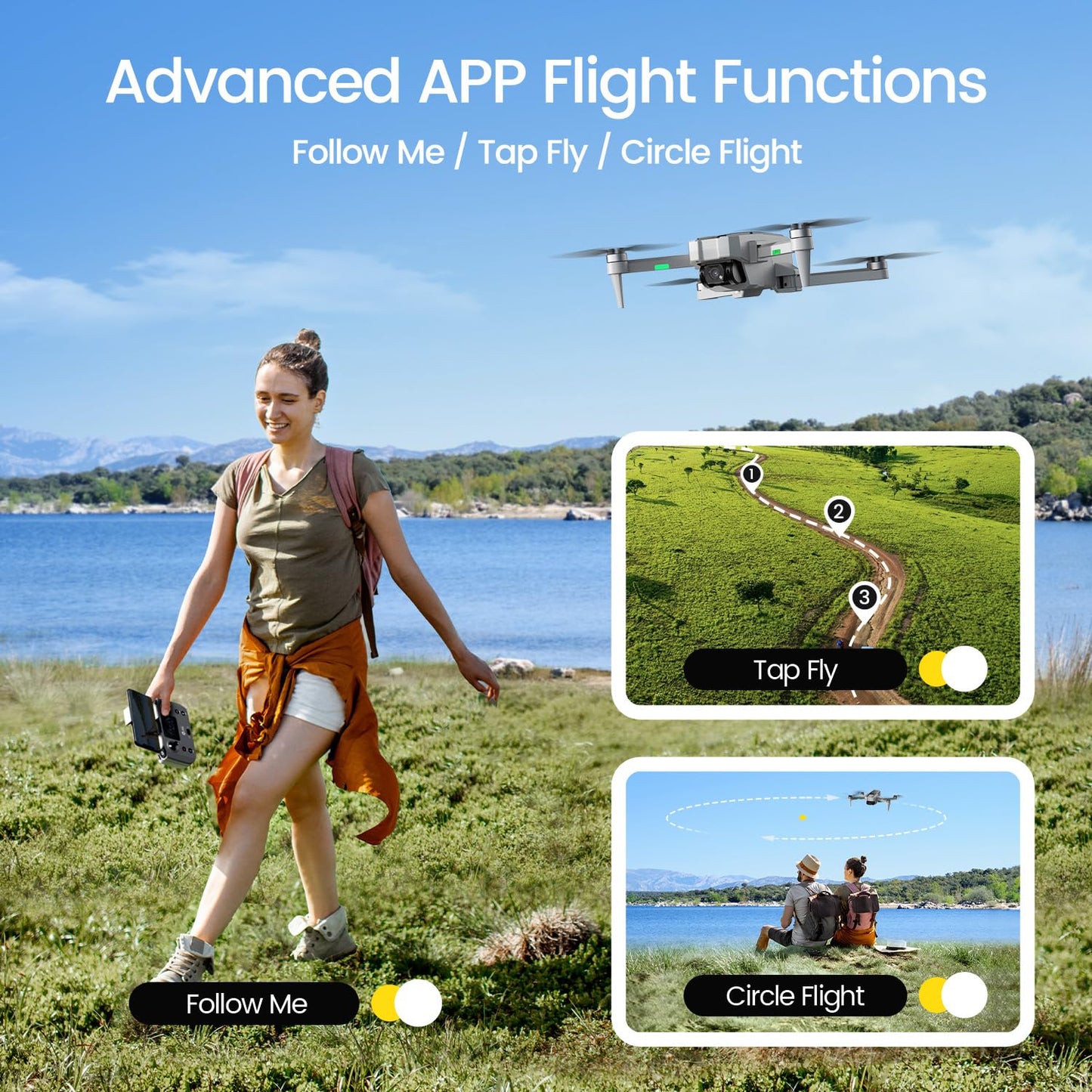 Holy Stone HS440G Drones with Camera for Adults 4k, Under 250g, FPV RC Quadcopter with Brushless Motors, 5GHz Transmission, Auto Return, Follow Me, Waypoints, Foldable Camera Drone for Beginners