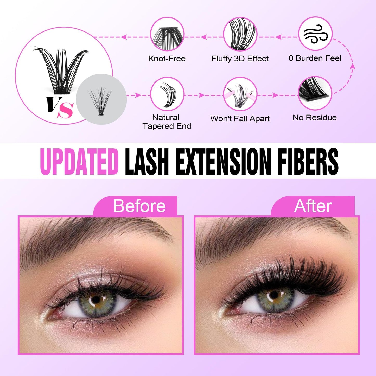 Generic Eyelash Extension Kit 280pcs Individual Eyelashes Kit Cluster Lashes Individual Cluster 9-16mm Lash Extension Kit with L