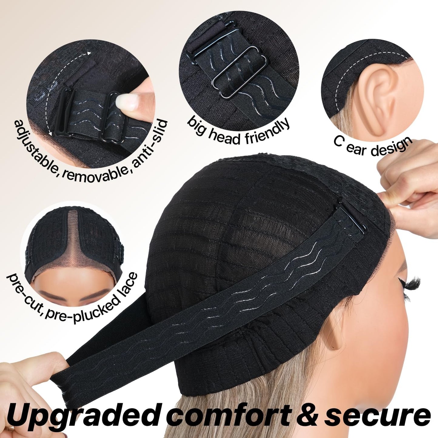 Natural Black Lace Front Wigs Wear and Go Glueless Wig, Pre Plucked Pre Cut Wigs for Beginners Layered Straight Synthetic Lace F
