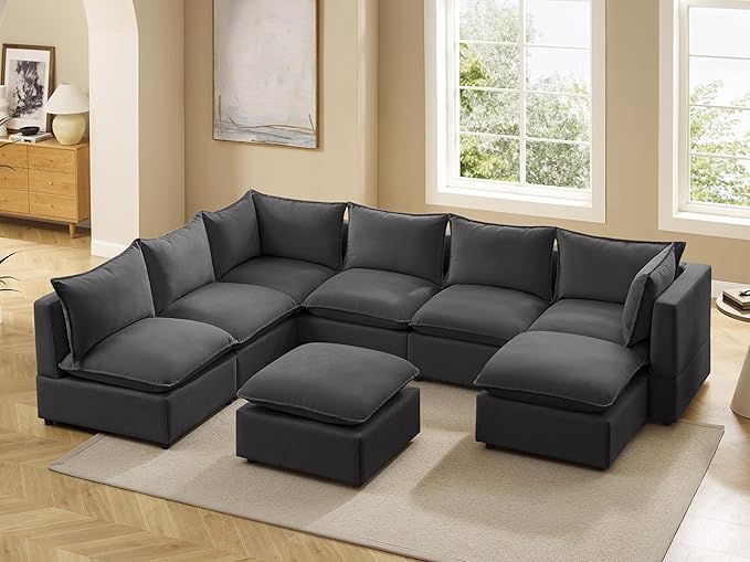 VANOMi Modular Sectional Sofa, 8 Seater Sleeper Sectional Sofa Modular Sectional Couch for Living Room, Sofa Bed-L