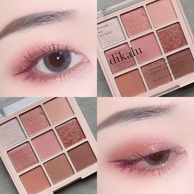 Kayswang 9 Colors Glitter Eyeshadow Makeup Palette, Eye Shadow Powder，Matte High Pigmented Colorful,Creamy Texture, Long LastingEyeshadow Powder Cosmetics,Natural Waterproof (12#)