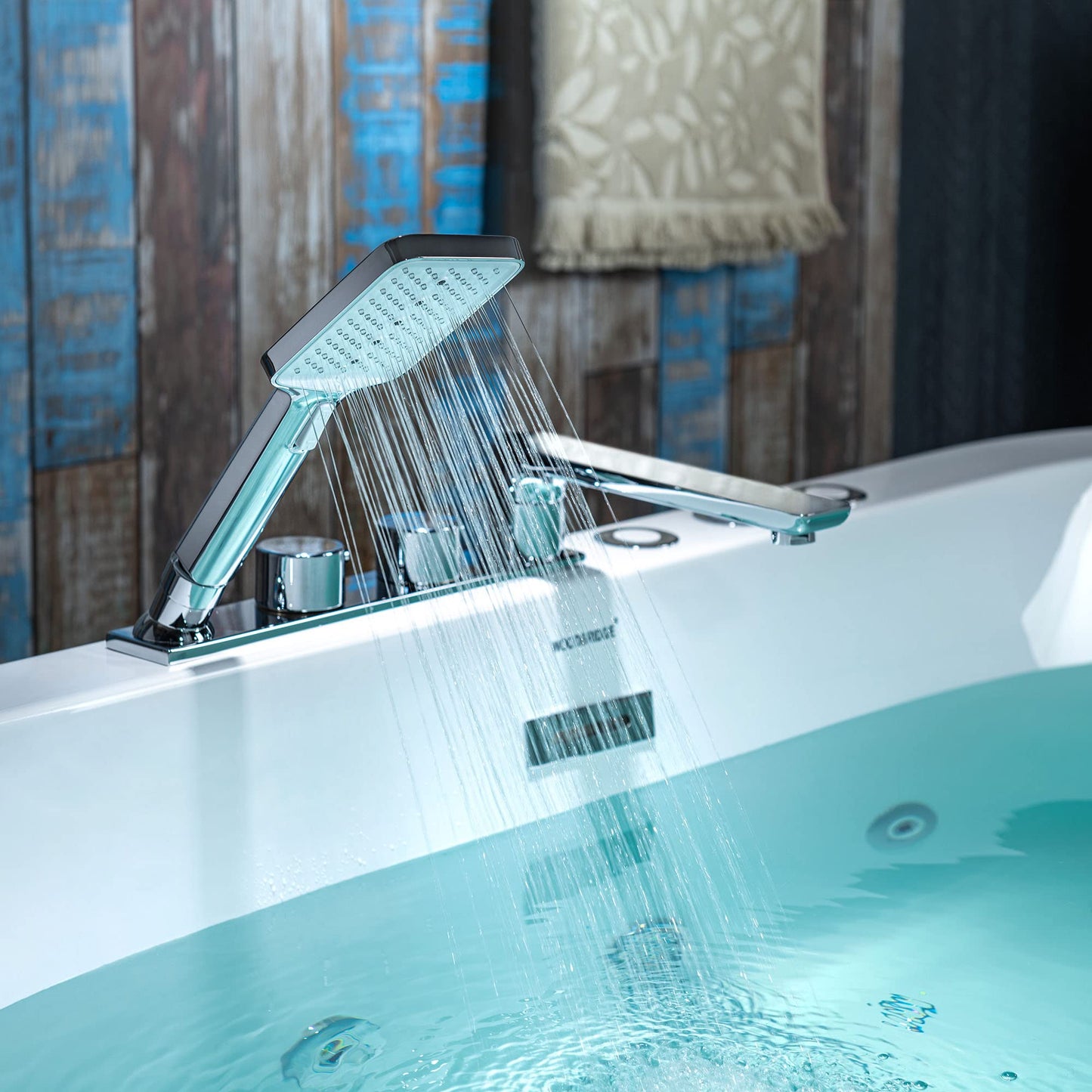 WOODBRIDGE 66-1/2" x 31-7/8" Whirlpool Water Jetted and Air Bubble Freestanding Heated Soaking Combination Bathtub withFaucet, BJ200+F0041CH