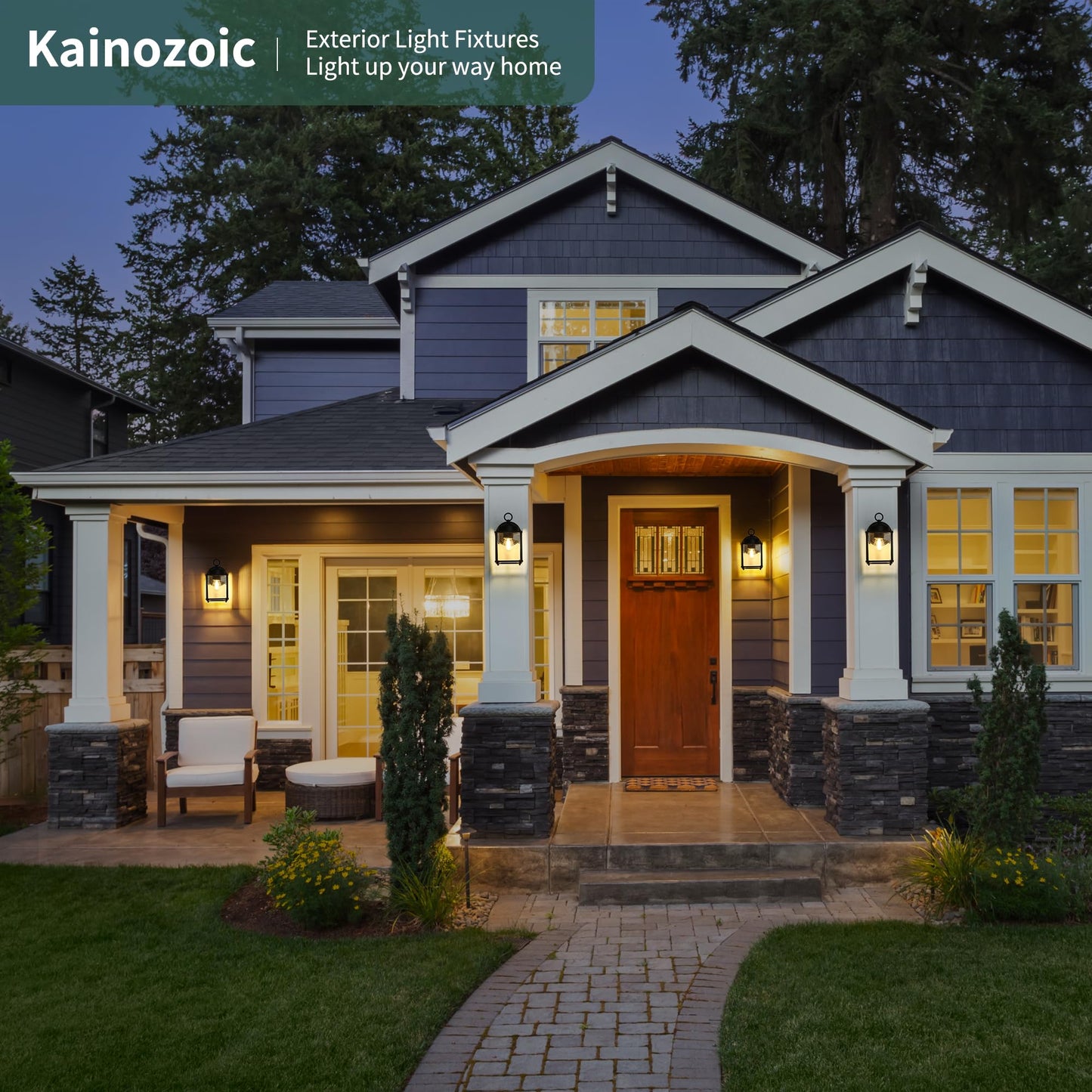 Kainozoic Outdoor Wall Light Fixtures Waterproof Matte Black Exterior Light Fixture Anti-Rust Outdoor Wall Lantern for Porch Patio Front Door Garage House