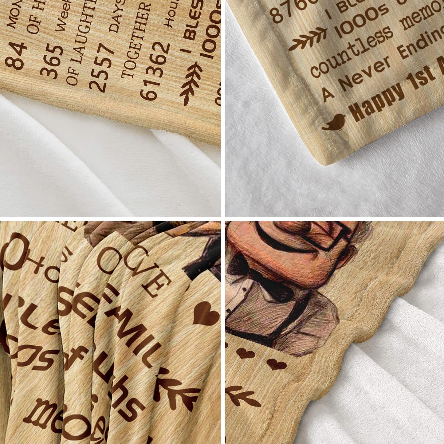 7 Year Anniversary Blanket Gifts for Him/Her, 7 Years of Marriage Gifts for Couple/Husband/Wife, Copper Gifts for 7th Anniversary Blanket 60’’x50’’