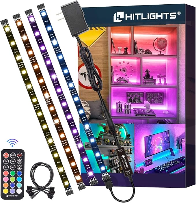 HitLights LED Strip Lights, Small LED Light Strips Dimmable, RGB 5050 Color Changing LED Tape Light with Remote and UL-Lis...