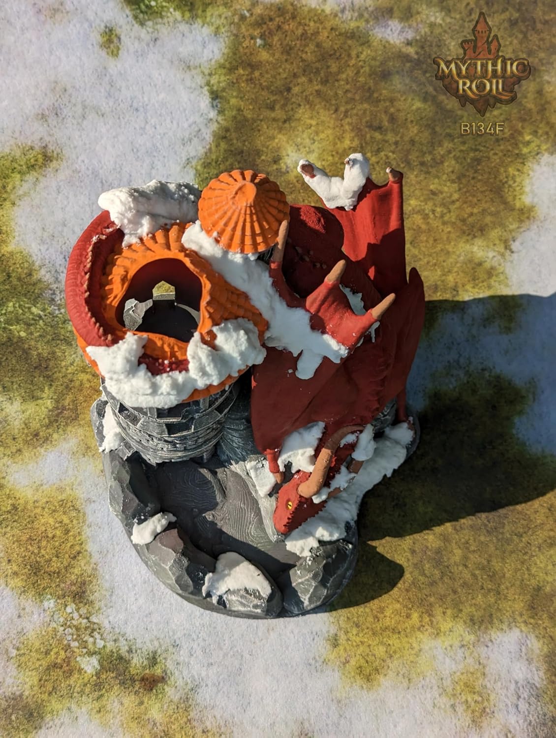 Dragon 3D Printed Dice Tower - Mythic Roll Collection - Unchained Games - Ascend to New Heights with your Rolls! (08.) Orange)