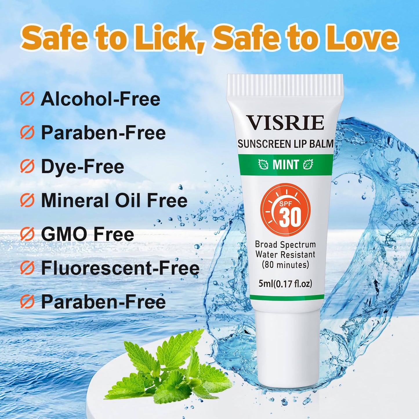 VISRIE SPF 30 Lip Sunscreen, SPF Lip Balm Bulk 24 Pack, Moisturizing Sunscreen Lip Balm with Vitamin E and Shea Butter, Non-Stic