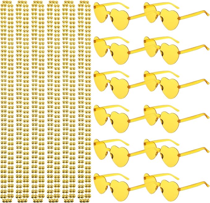 Mepase 24 Pcs Beads Necklaces and Heart Sunglasses 80s Accessories for Adults Valentines Parade Wedding Birthday Party Favor