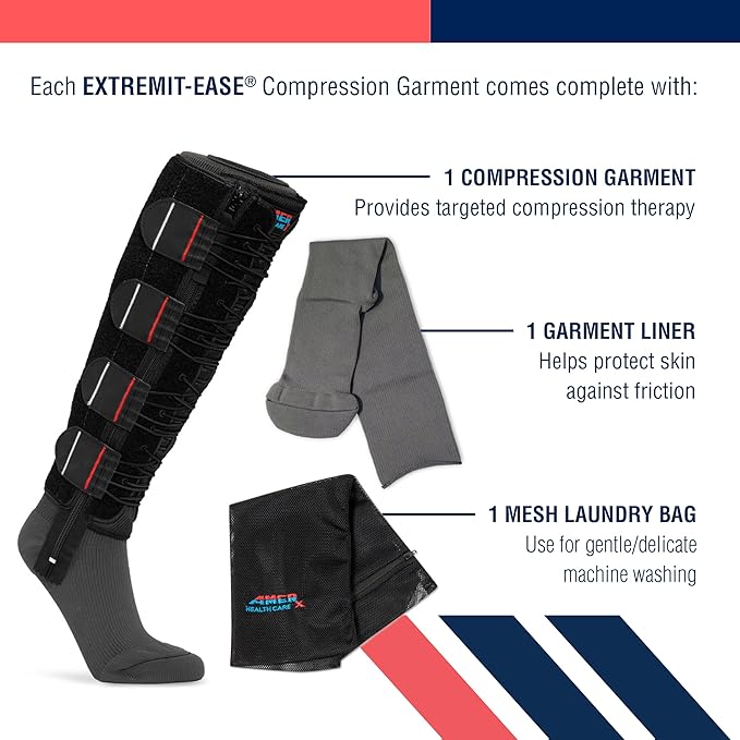 EXTREMIT-EASE Compression Garment 30-50 mmHg Lower Leg Compression Wrap - Ideal for Mild to Moderate Lymphedema Swelling, Venous Insufficiency, and Post-Op Edema