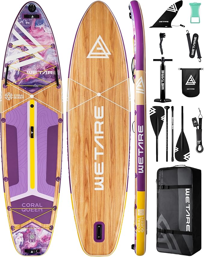 WETARE 11'6"x35" Inflatable Paddle Board, 450lbs Extra Wide Stand Up Sup Board for Adults, Blow Up Paddleboard Kayak Non-S...