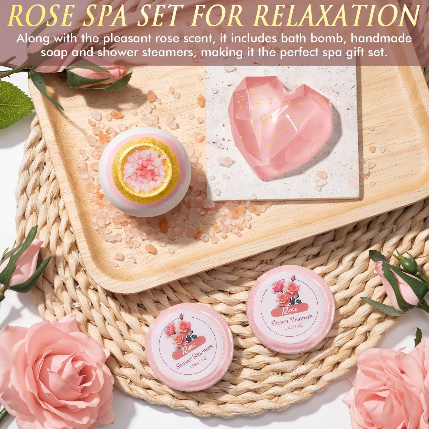 Birthday Gifts for Women, Self Care Gifts Get Well Soon Gifts Basket for Women, Rose Relaxing Spa Gifts Care Package w/ Luxury Blanket, Mothers Day Gifts for Mom Her Wife Girlfriend Friend Sister
