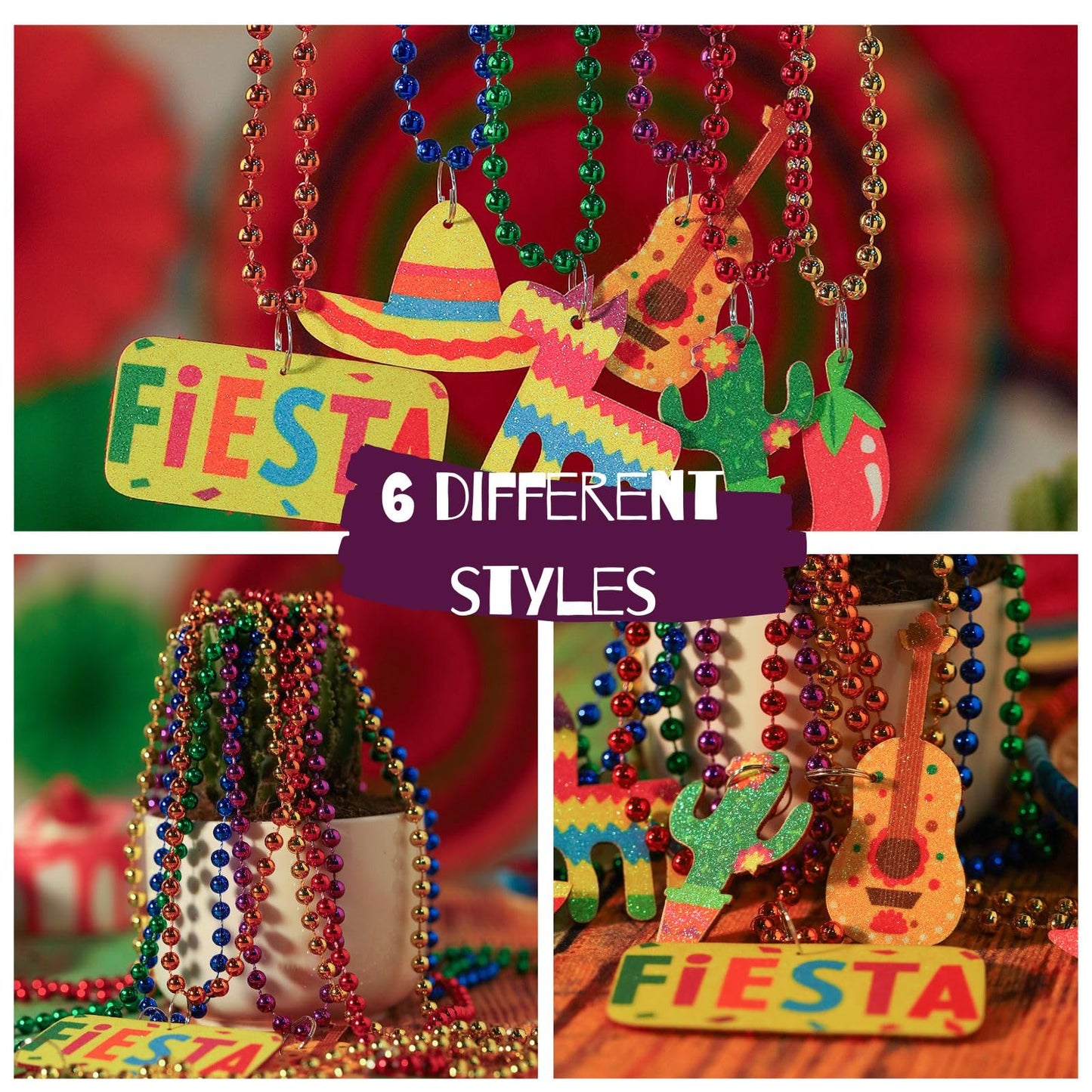 JoyGala 12PCS Cinco de Mayo Beaded Necklaces – Festive Party Favors, Mexican Theme Decor, Luau & Carnival Accessories