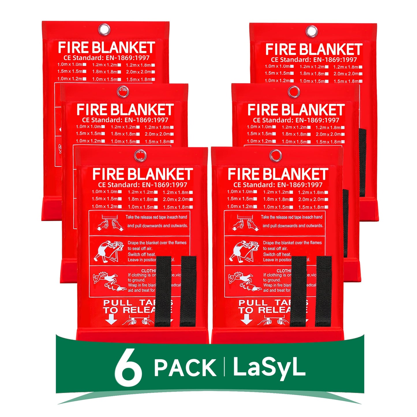 LaSyL Blanket Emergency for Home, 40" x 40"(Pack of 6), Fire Supression Blanket Good for Home Safety, Kitchen, and Camping,Hurricane Preparedness Items