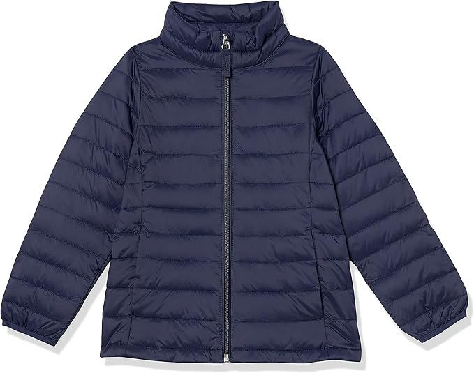 Amazon Essentials girls Lightweight Water-Resistant Packable Mock Puffer Jacket