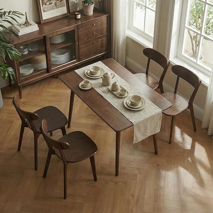 Bamskov 100% Solid Wood Dining Room Chairs - Practical Kitchen Chairs - Wood Chair for Dining Room, Kitchen (1, Walnut)