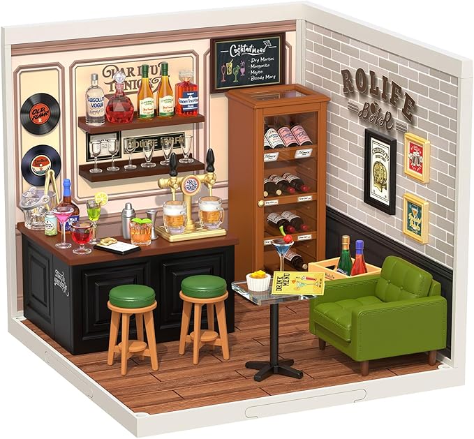 Rolife DIY Miniature Plastic House Building Set Toys Playset with LED Suitable for Mini Figures Construction Toys Diorama ...